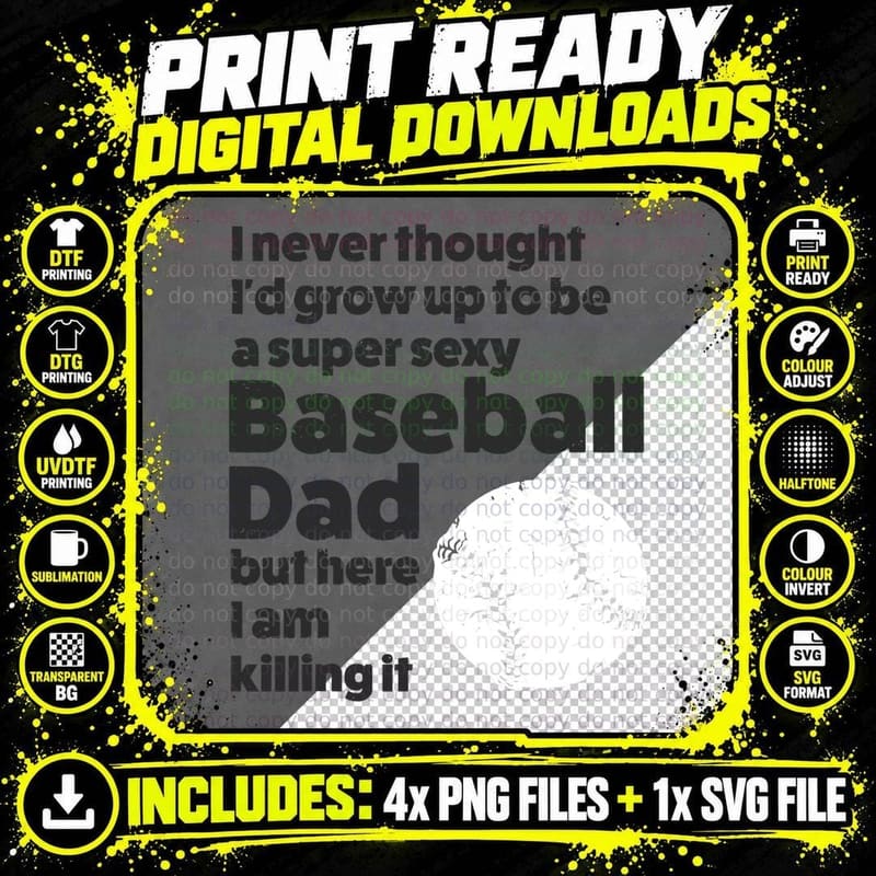 A Super Sexy Baseball Dad Baseball Dad T-Shirt Png SVG Digital Bundle