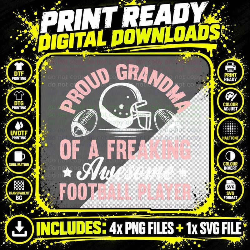 American Football Grandma Grandmother Grandmom Theme Png SVG Digital Bundle