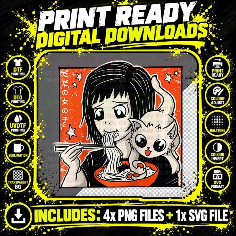Anime Shirt for Girls 10-12 12-14 Years Old Goth Vintage Png SVG Digital Bundle