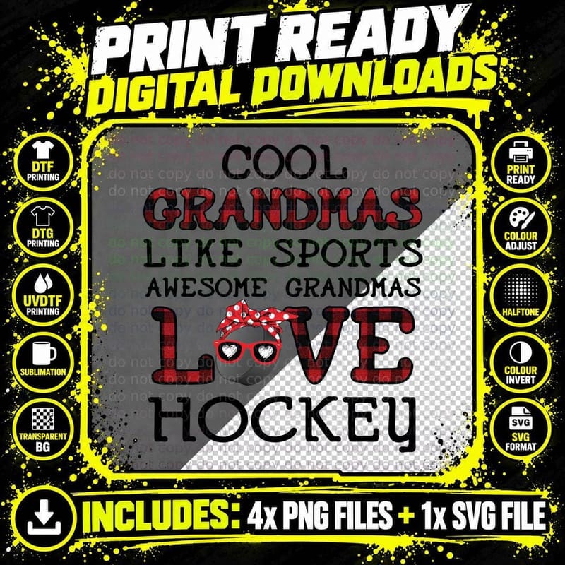 Awesome Grandmas Love Hockey T-Shirt, Sports Apparel Png SVG Digital Bundle