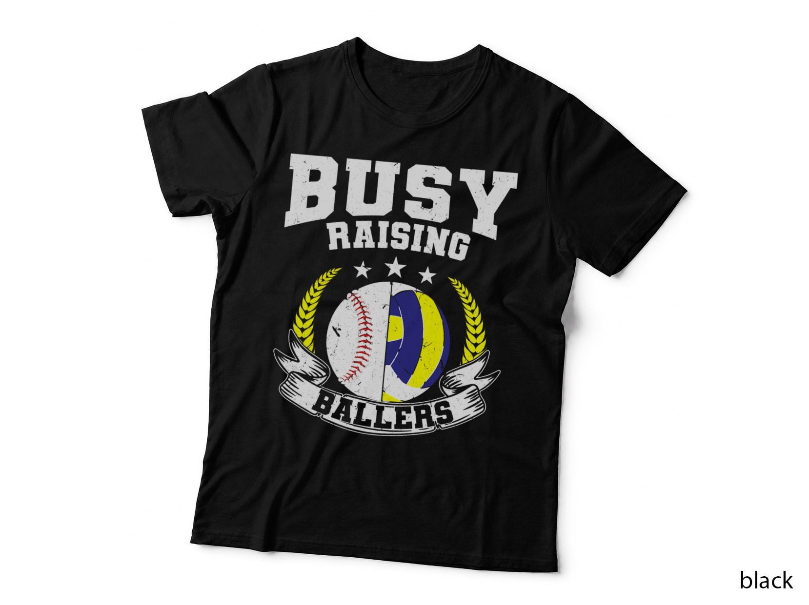 Ball Mom Dad Busy Raising Ballers Baseball Volleyball T-Shirt