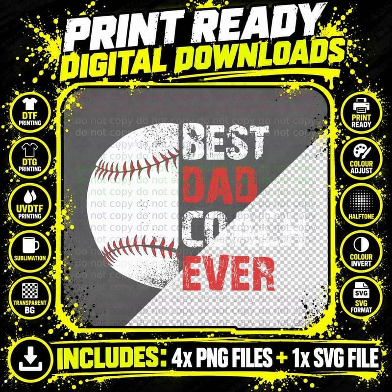 Baseball Coach Baseball Daddy Coach Dad Father T-Shirt Png SVG Digital Bundle