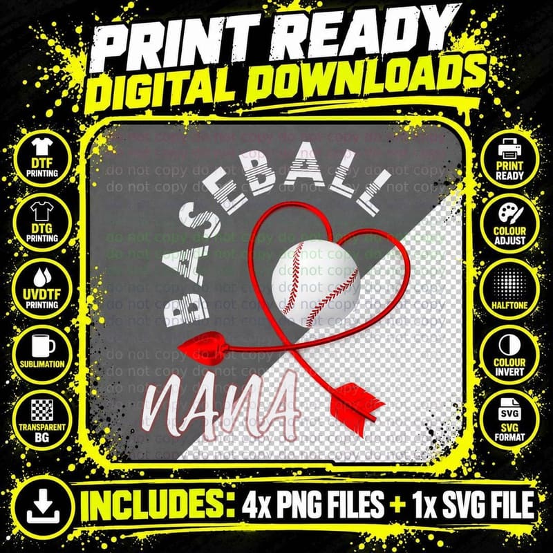 Baseball Grandma Heart Love T-Shirt, Mom Family Gift Png SVG Digital Bundle