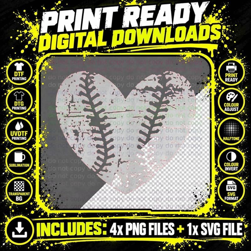 Baseball Heart Far Day Cute Mom Dad Men Women Softball Png SVG Digital Bundle