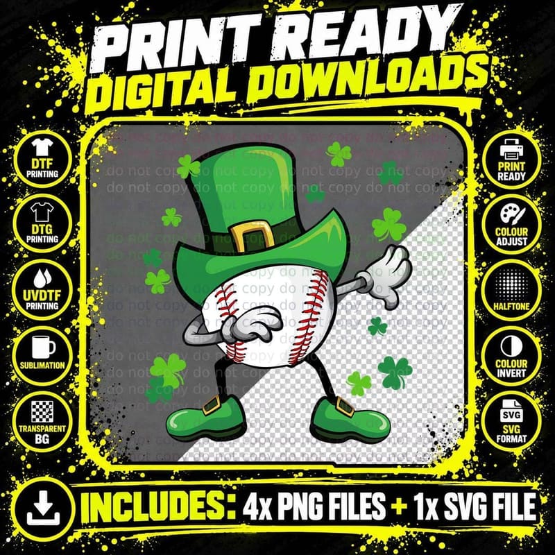 Baseball Leprechaun T-Shirt, St Patricks Day Style Png SVG Digital Bundle