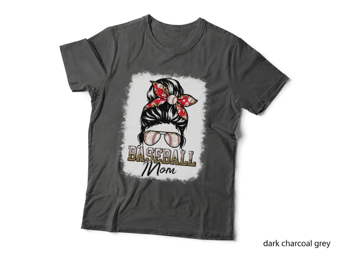 Baseball Mom Messy Bun Mama Baseball Game Day Mothers Day T-Shirt