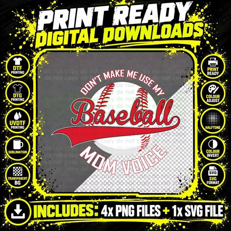 Baseball Mom Voice T-Shirt, Sports Humor, Mom Family Png SVG Digital Bundle