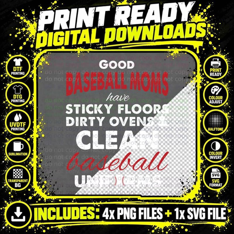 Baseball Moms, Mom Family, Sports Apparel T-Shirt Png SVG Digital Bundle