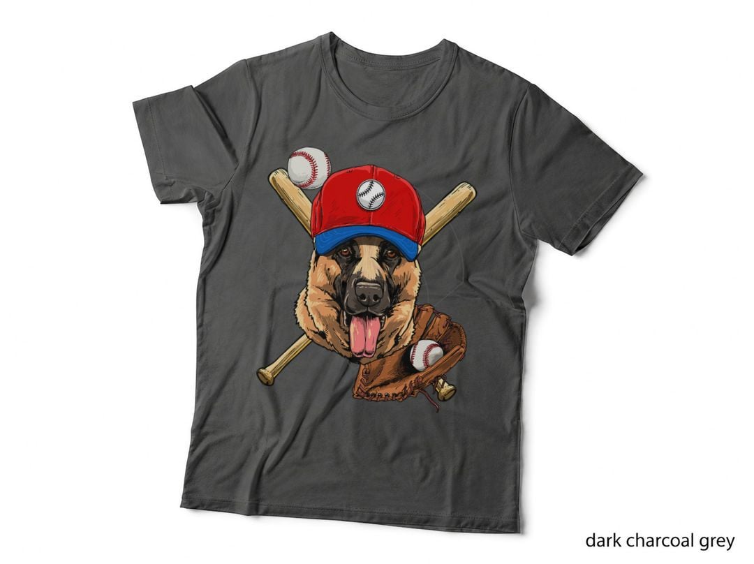 Baseball Player Coaches German Shepherd Dog Pitcher Catcher T-Shirt