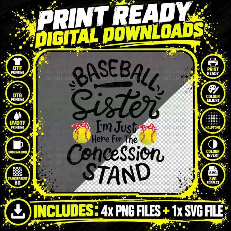Baseball Sister Softball Heart Sport Lover Funny Girl Png SVG Digital Bundle