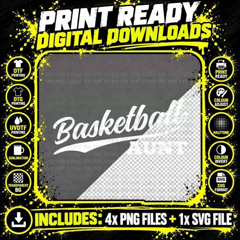 Basketball Aunt Retro 1970s Cursive Font Dark T-Shirt Png SVG Digital Bundle