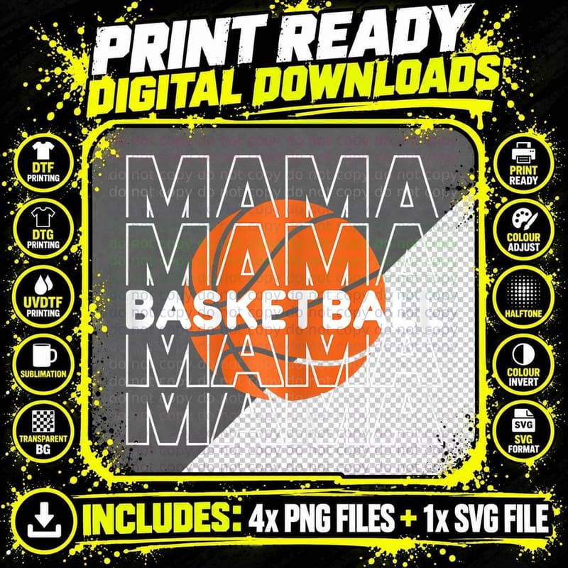Basketball Mama Game Day Family Basketball Mom Mors Day Png SVG Digital Bundle