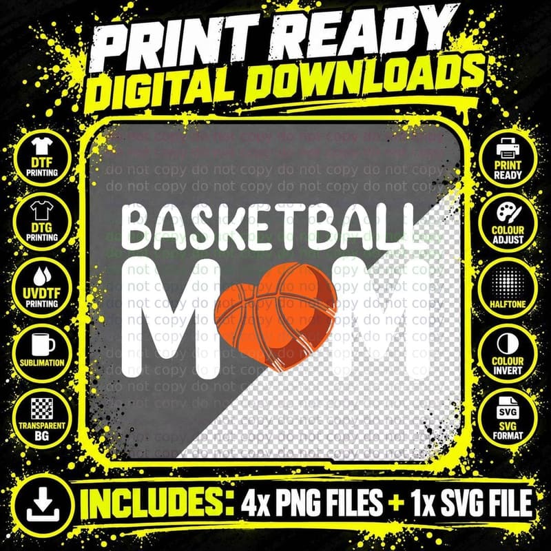 Basketball Mom Coach Player Match Team Mother Mommy Mama Png SVG Digital Bundle