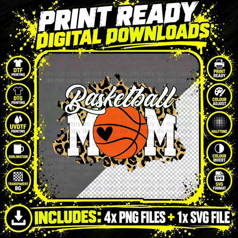 Basketball Mom T-Shirt, Mom Game Day Outfit Png SVG Digital Bundle
