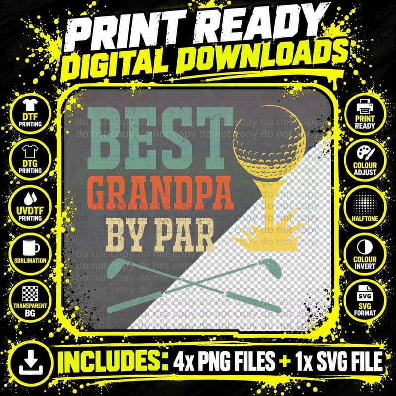Best Grandpa by Par T-Shirt, Golf Theme, Grandpa Gift Png SVG Digital Bundle