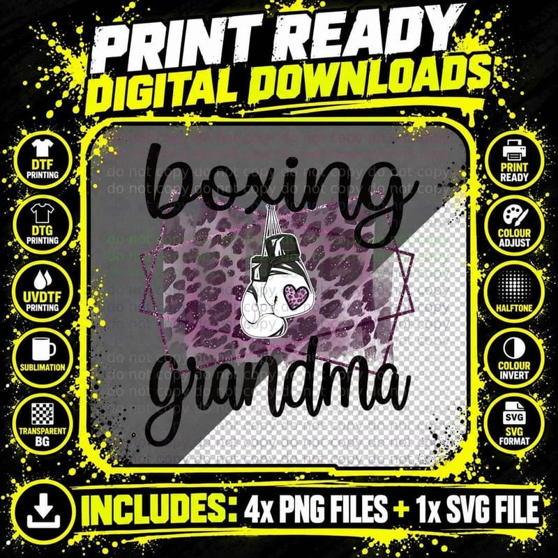 Boxing Grandma Proud Boxing Grandmother Png SVG Digital Bundle