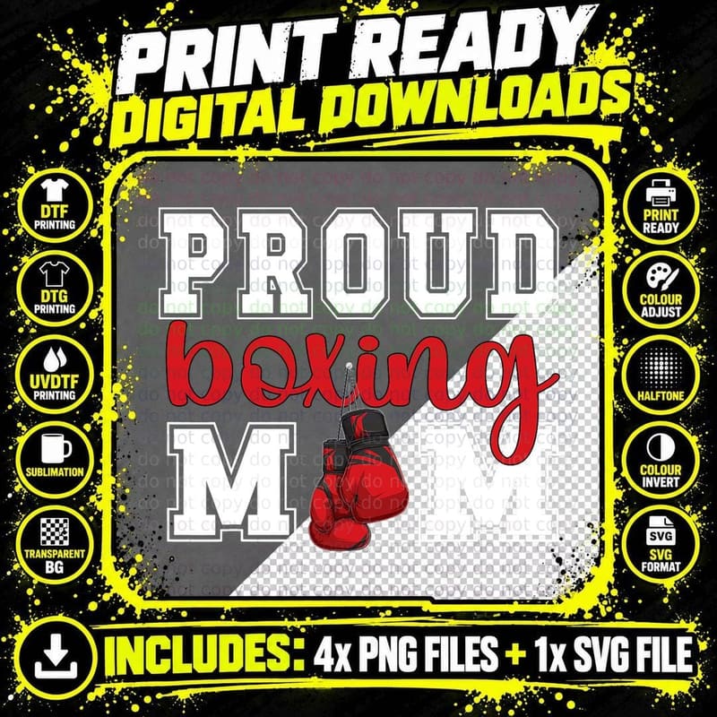 Boxing Mom Proud Boxing Mama Boxing Mother T-Shirt Png SVG Digital Bundle