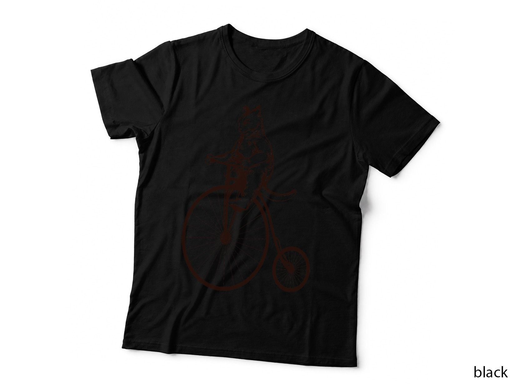 Cat on Vintage Bicycle T-Shirt, Funny Cycling Cat Gift, Pet Lover Apparel