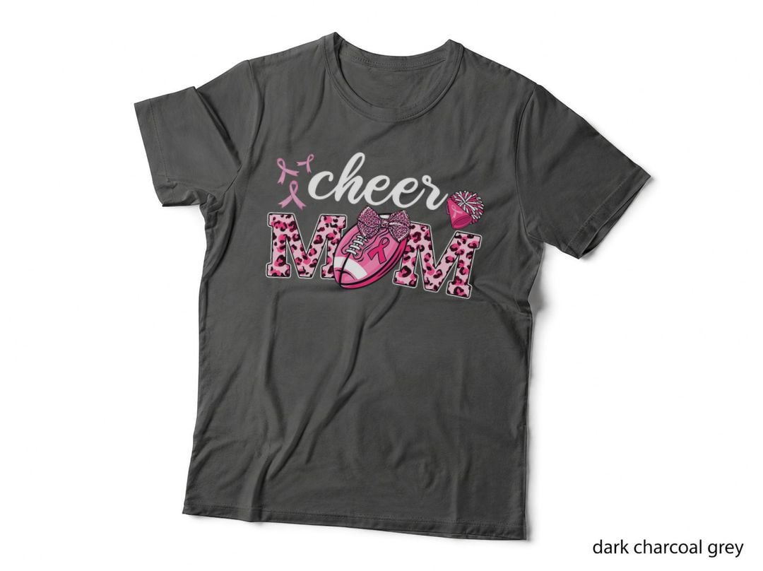 Cheer Mom Pink Football Leopard Breast Cancer Awareness T-Shirt
