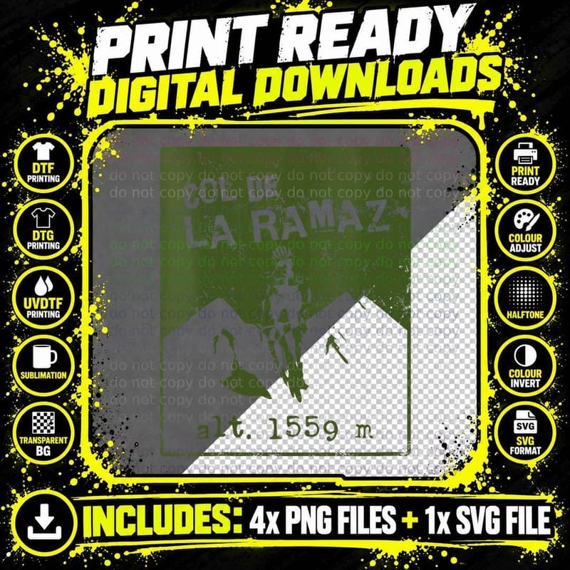 Col De La Ramaz Cycling T-Shirt, Alt 1559M Mountain Png SVG Digital Bundle