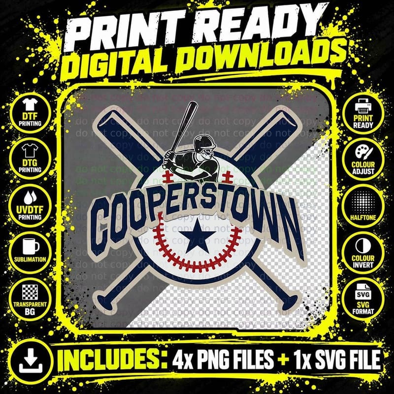 Cooperstown New York Baseball Game T-Shirt Png SVG Digital Bundle