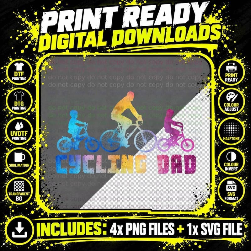 Cycling Dad T-Shirt, Family Fun Print, Father's Day Gift Png SVG Digital Bundle