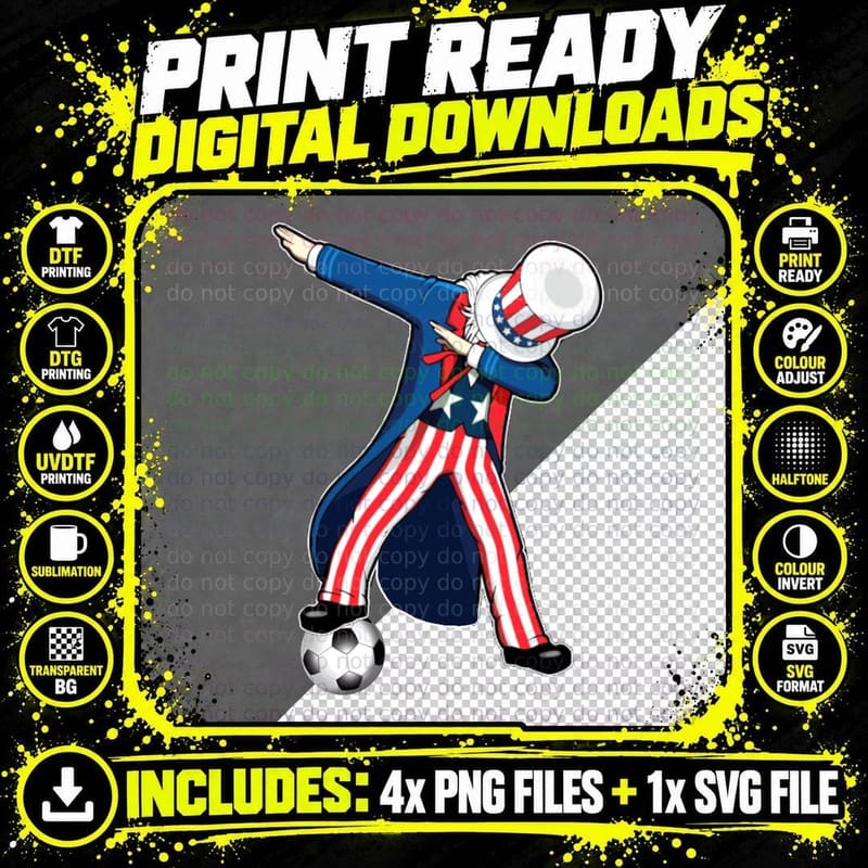 Dabbing Uncle Sam Football T-Shirt Png SVG Digital Bundle