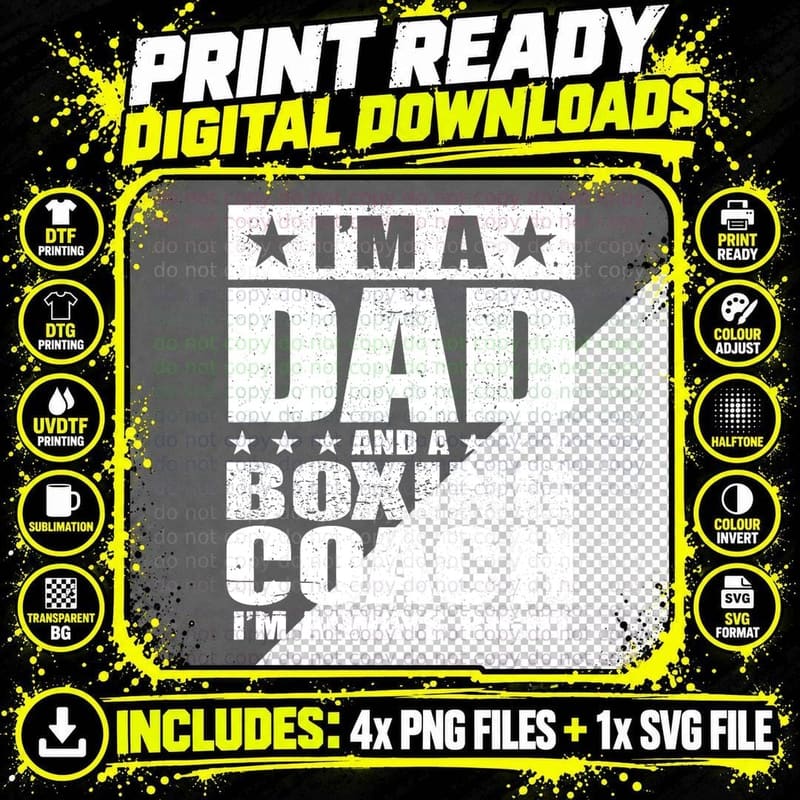 Dad Boxing Coach Fathers Days Gift from Daughter Son Png SVG Digital Bundle