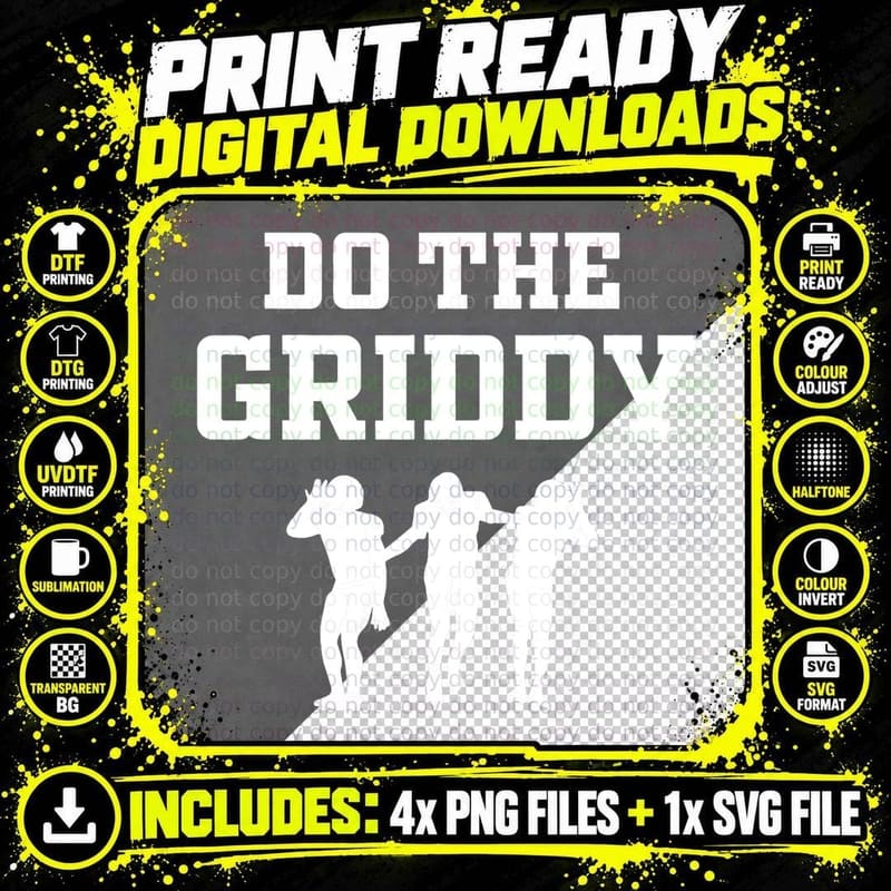 Do the Griddy Football Dance Silhouette Trio Png SVG Digital Bundle