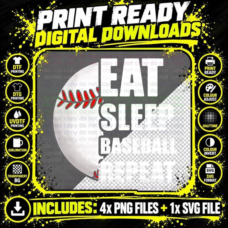 Eat Sleep Baseball Repeat Boys T-Shirt Png SVG Digital Bundle