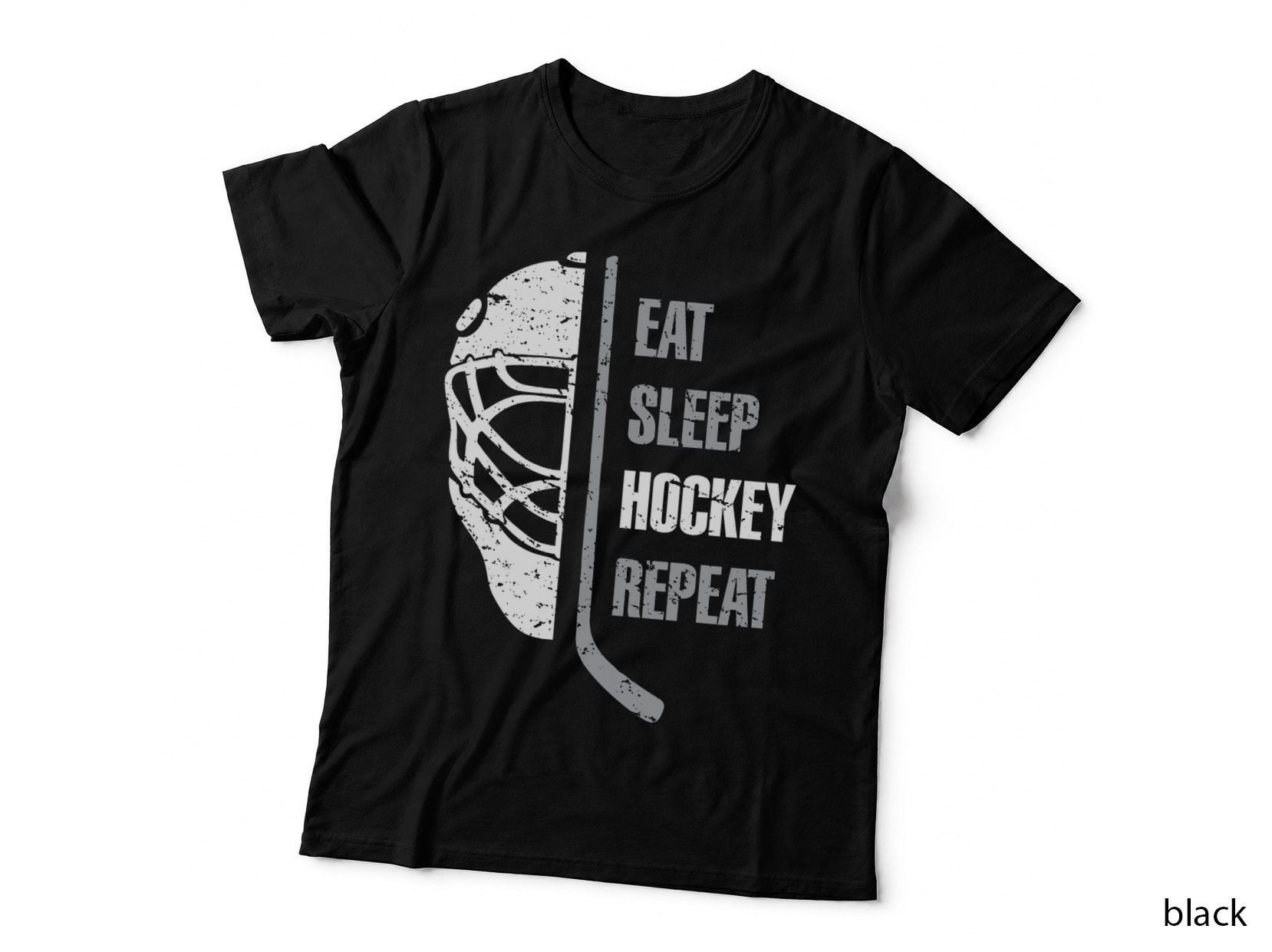 Eat Sleep Hockey Repeat T-Shirt, White Hockey Theme