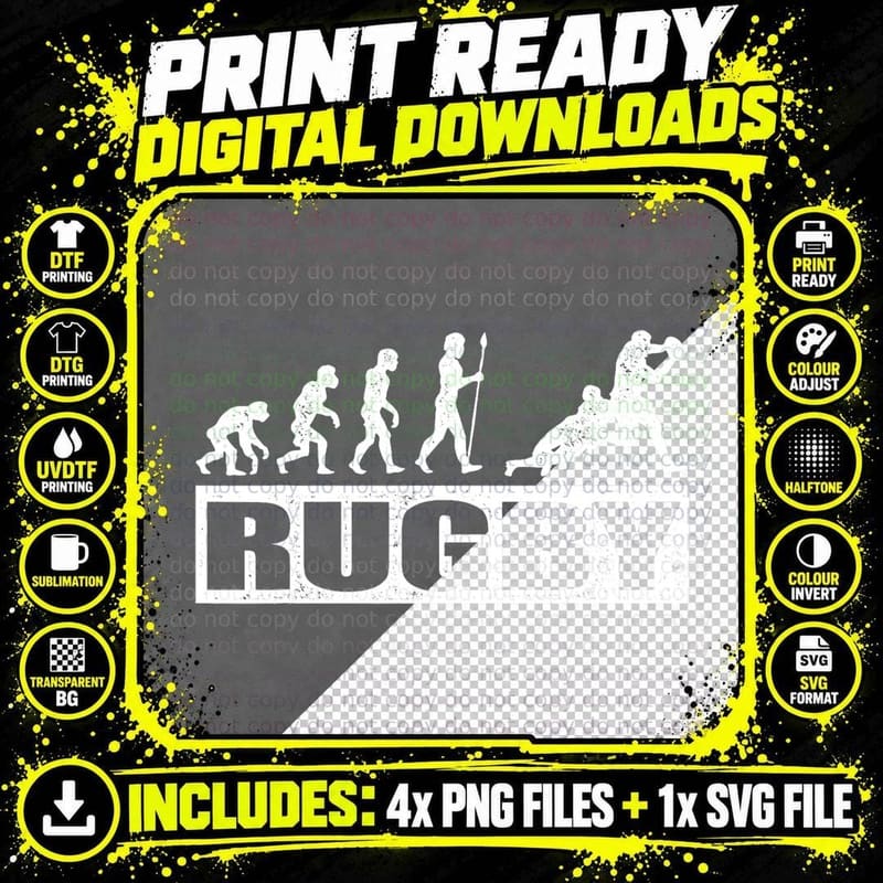 Evolution Rugby Sport Funny T-Shirt, Rugby Humor Png SVG Digital Bundle