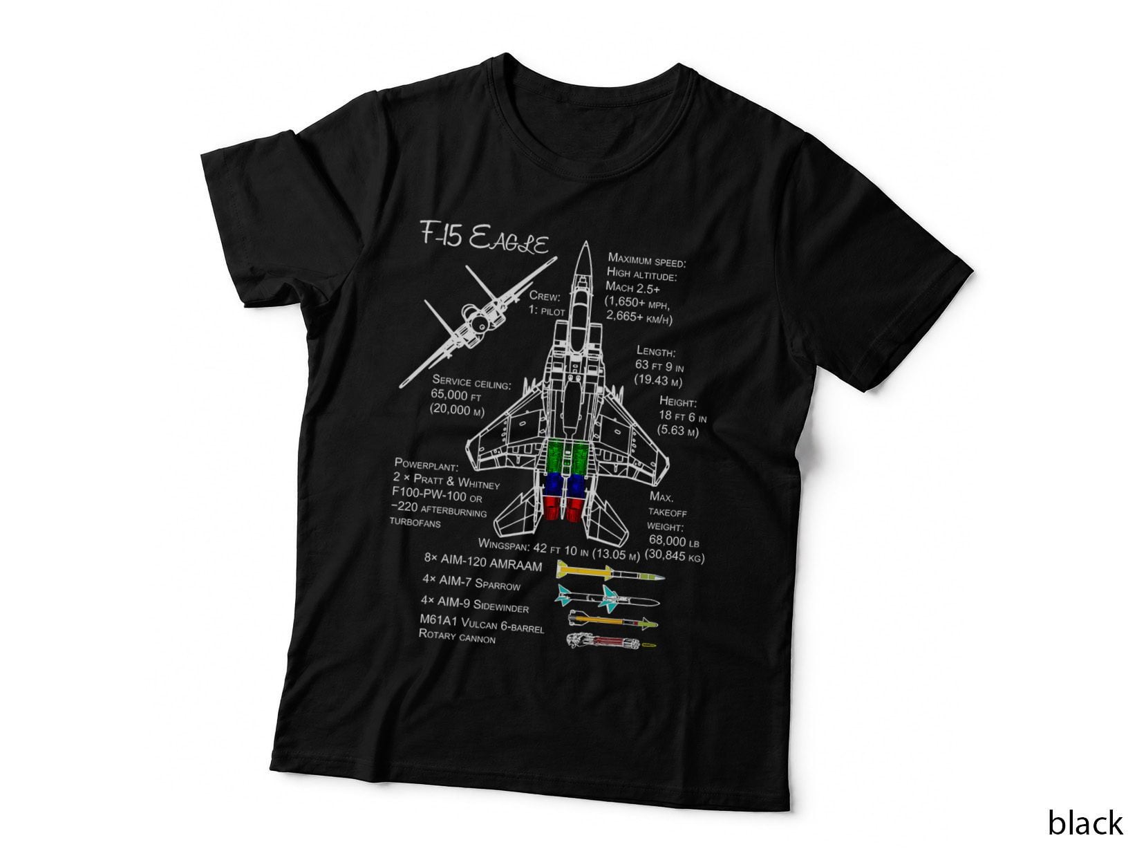 F-15 Eagle Specs Diagram, Military Fighter Jet, Aviation T-Shirt