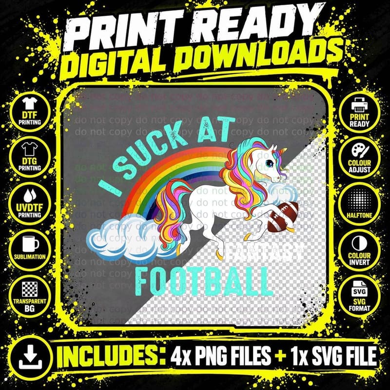 Fantasy Football Unicorn T-Shirt, Sarcasm Humor Png SVG Digital Bundle