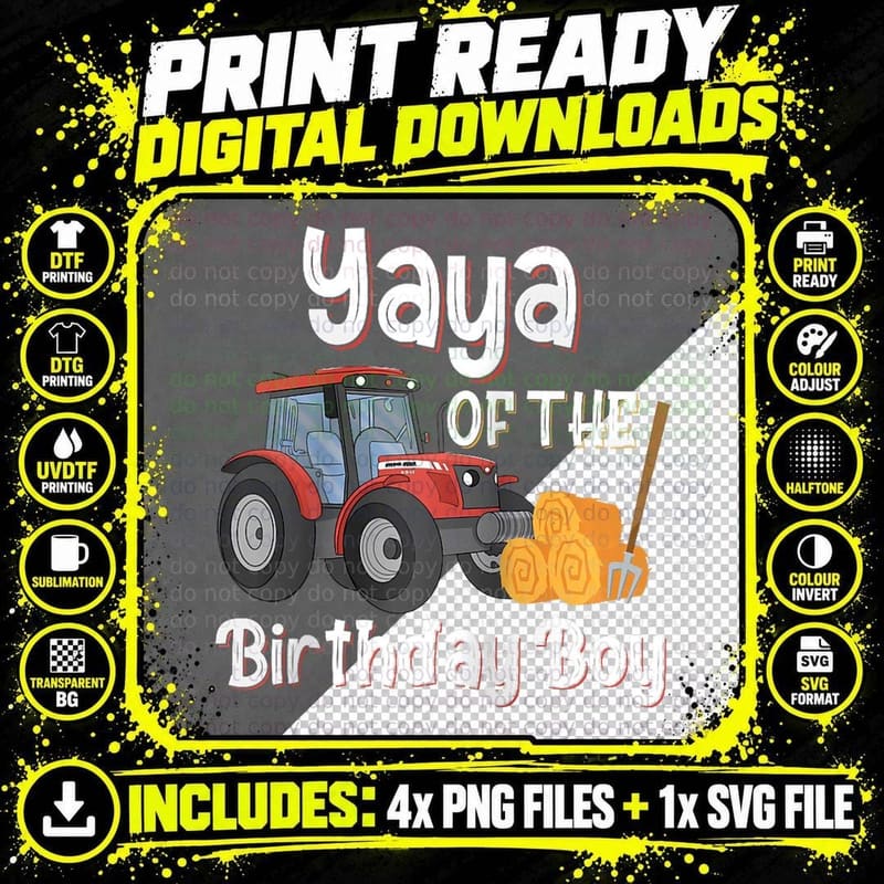 Farm Tractor Birthday Baseball Sports Fan, Gift T-Shirt Png SVG Digital Bundle