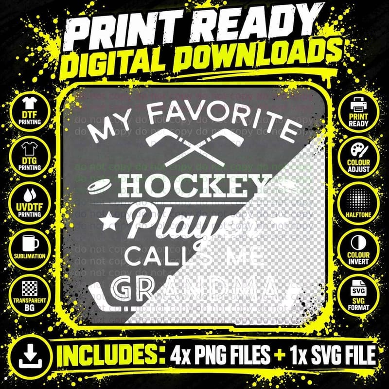 Favorite Ice Hockey Player Grandma Sweatshirt Png SVG Digital Bundle