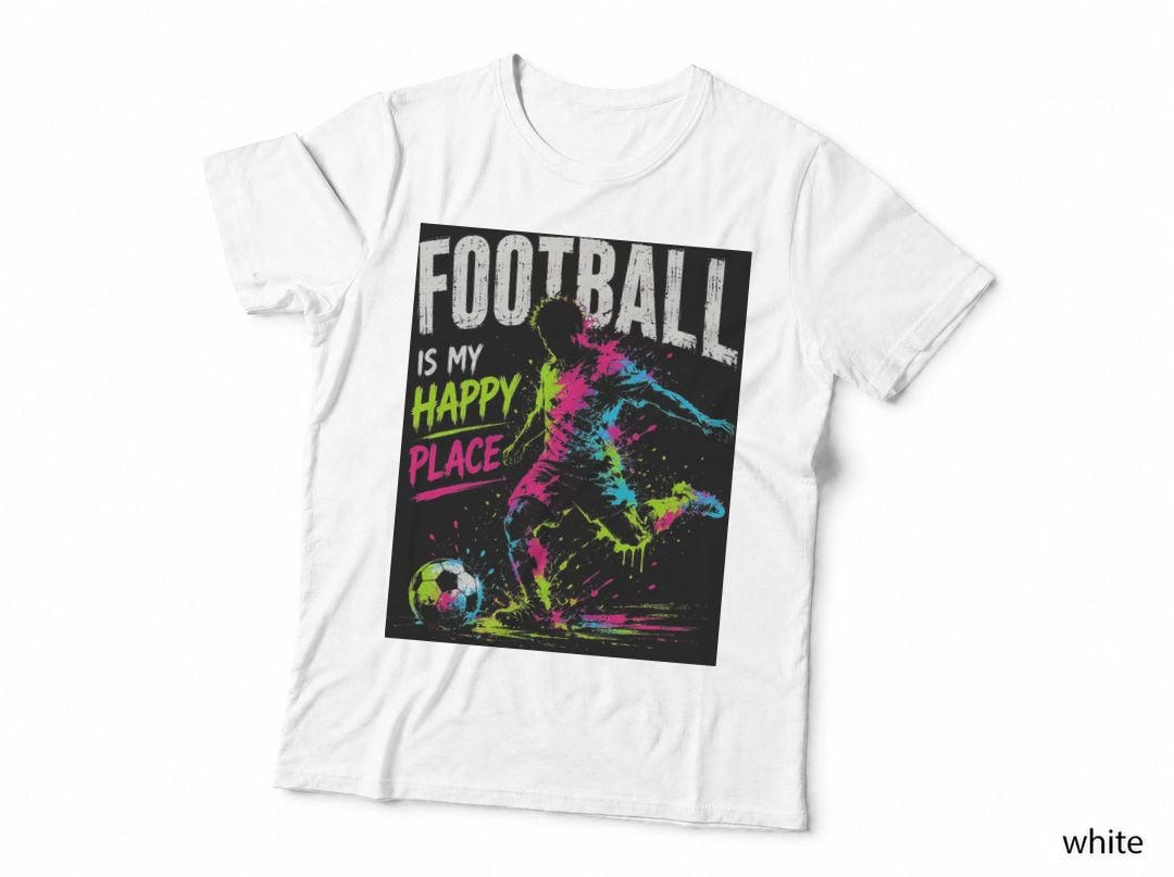 Football Is My Happy Place Neon Player Sports Halftone T-Shirt, Hoodie