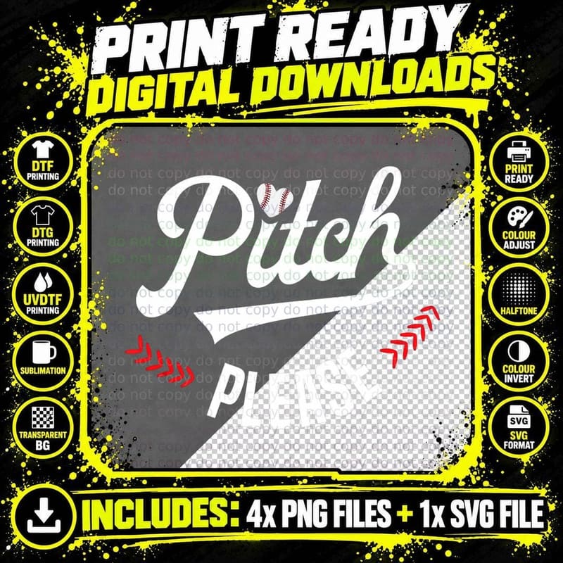 Funny Baseball Pitch Please Summer Adult Mom Gift Humor Png SVG Digital Bundle