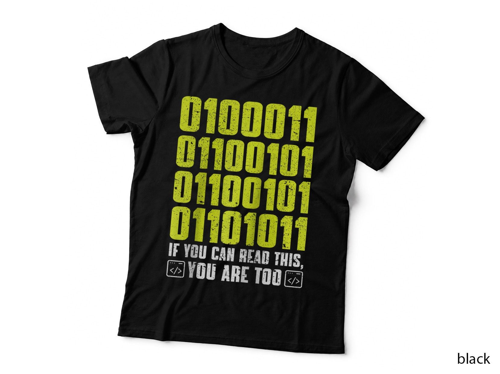 Funny Binary Coding Programming Enthusiast Distressed Style Tech Geek T-Shirt