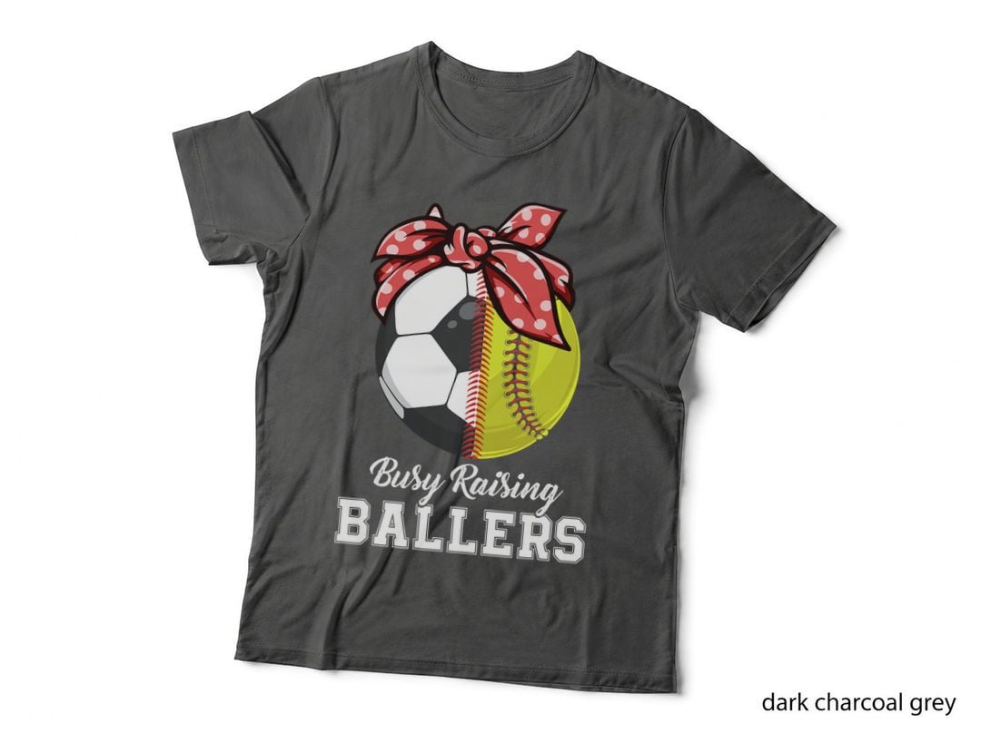 Funny Busy Raising Ballers Funny Softball Mama Soccer Mom T-Shirt