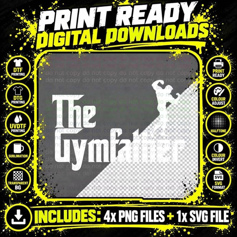 Funny Gym Dad Gift, Bodybuilding T-Shirt Png SVG Digital Bundle