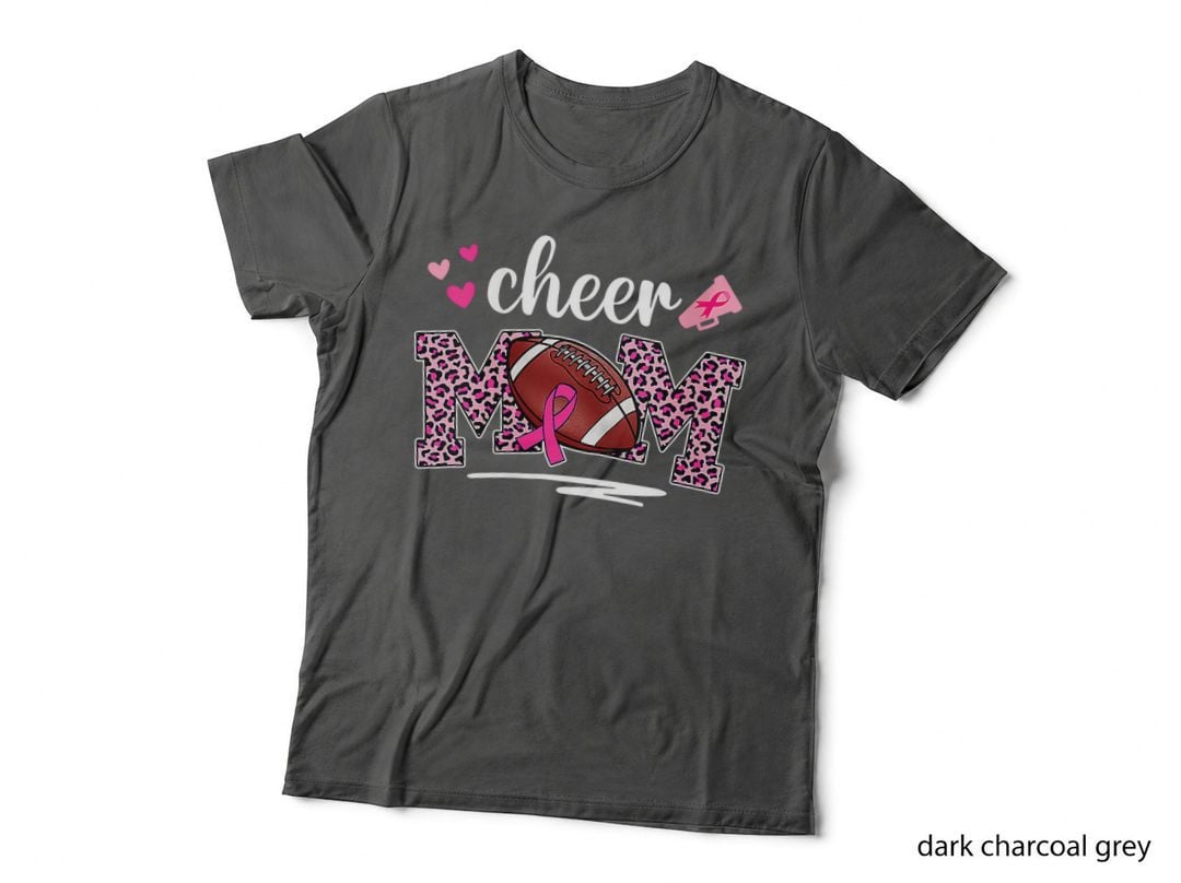 Game Day Football Cheer Mom Pink Leopard Breast Cancer Awareness T-Shirt