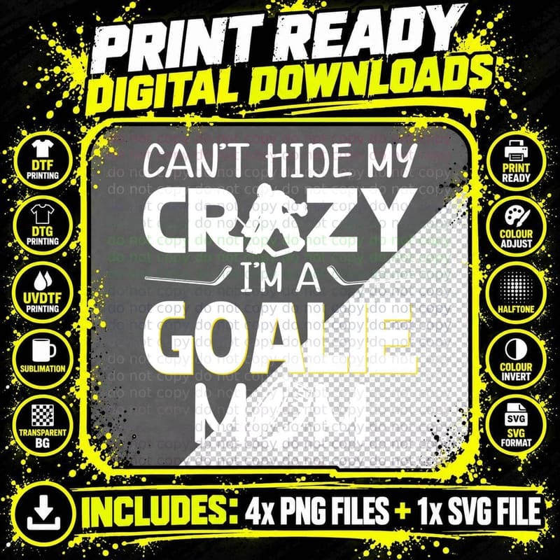 Goalie Mom T-Shirt, Hockey Mom Style, Mom Gift Idea Png SVG Digital Bundle