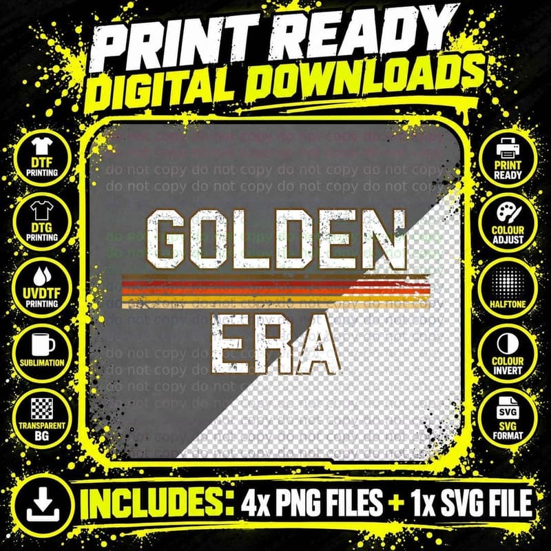 Golden Era Retro Style Old School Bodybuilding Workout Png SVG Digital Bundle