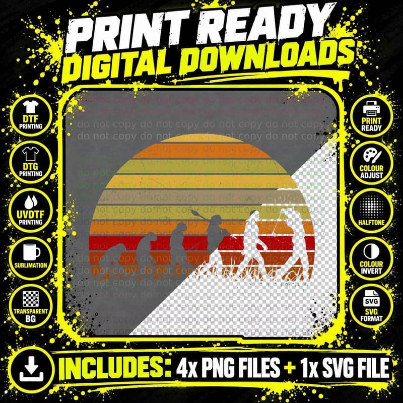 Golf Evolution T-Shirt, Vintage Retro Style Png SVG Digital Bundle