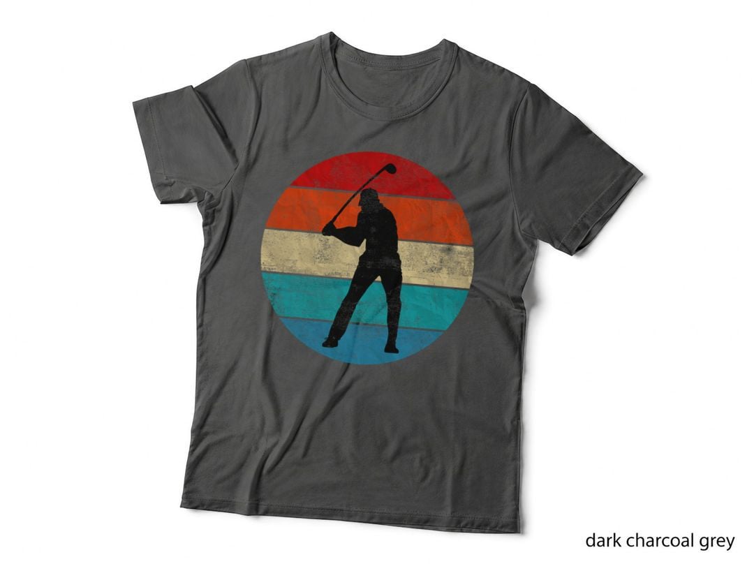 Golf Player Silhouette Vintage Retro Sunset Funny T-Shirt