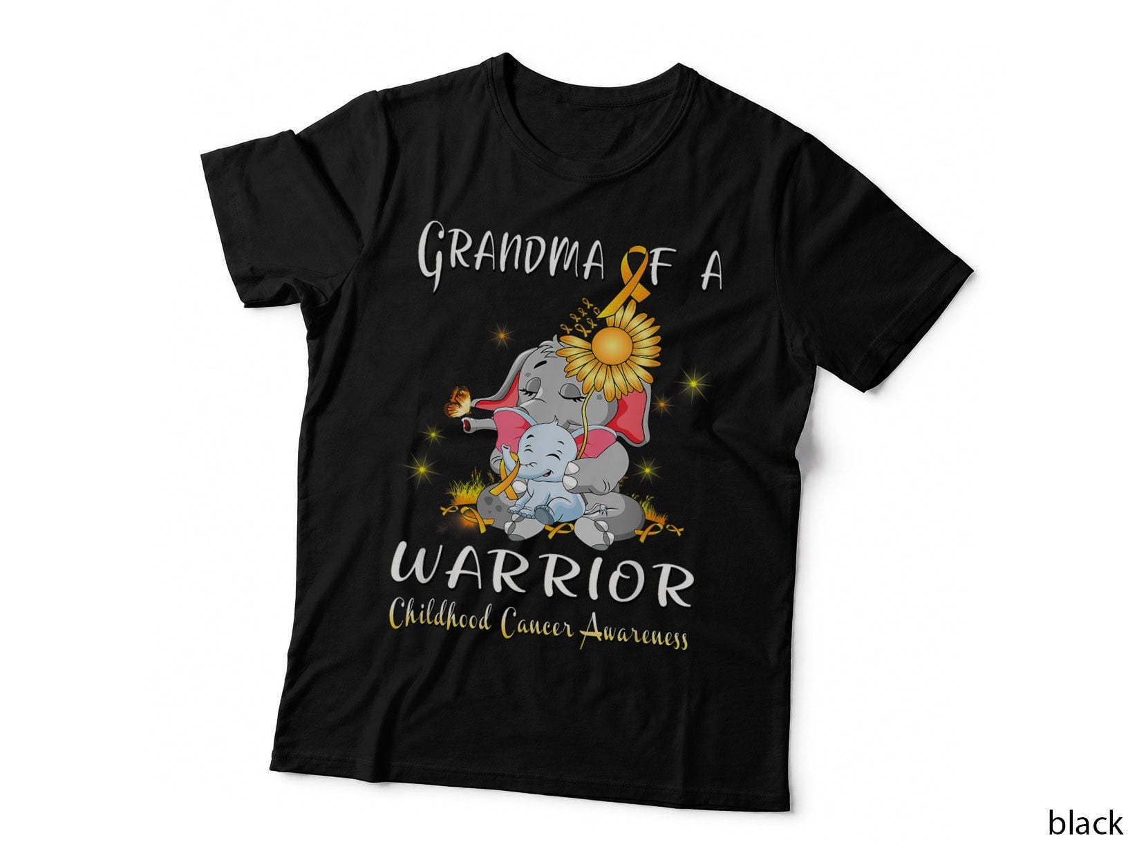 Grandma of a Warrior Elephant Childhood Cancer Fighter T-Shirt