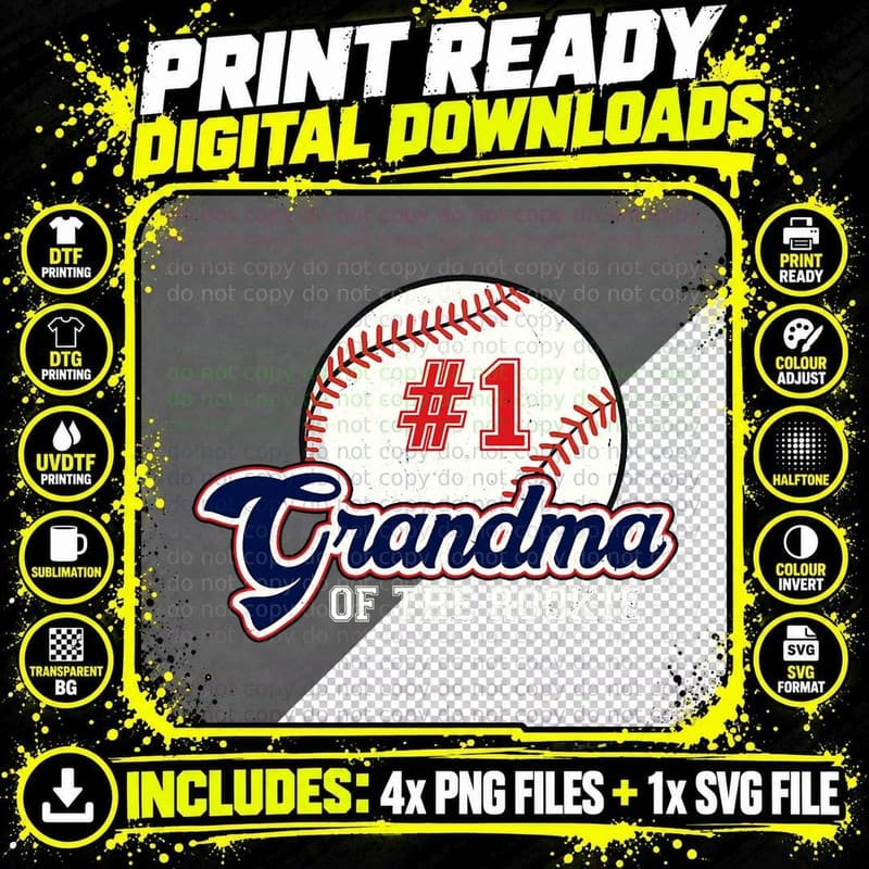 Grandma of the Rookie of the Year Baseball Nana T-Shirt Png SVG Digital Bundle