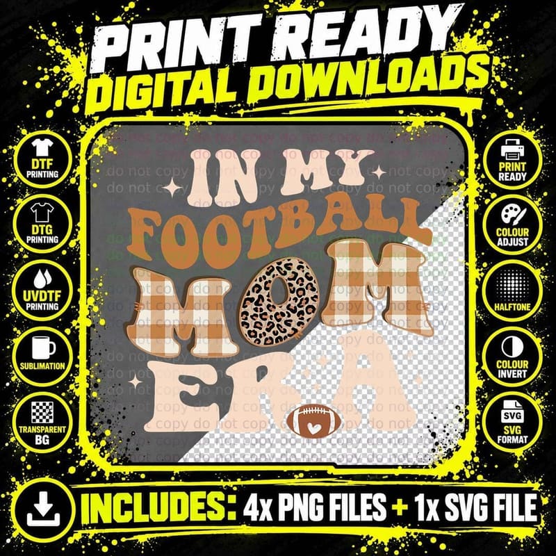 Groovy in My Football Mom Era Football Mama Women Game Png SVG Digital Bundle