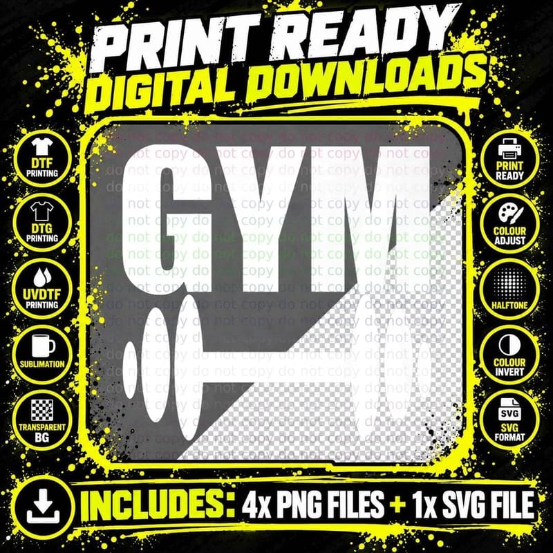 Gym Dumbbell T-Shirt, Fitness Motivation, Workout Apparel Png SVG Digital Bundle